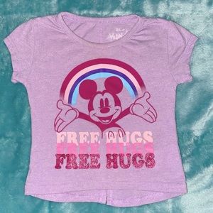 Disney Mickey Mouse Free Hugs Rainbow SS Top